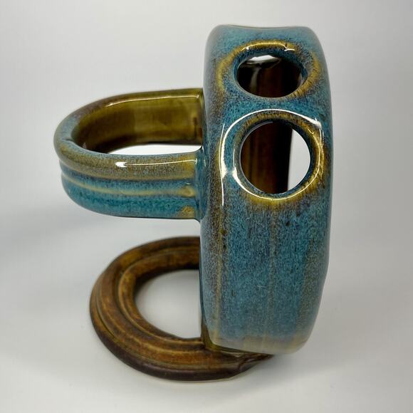 Studio Art Pottery Toothbrush Holder Blue Glaze Nick Molatore Portland Oregon - Picture 4 of 8